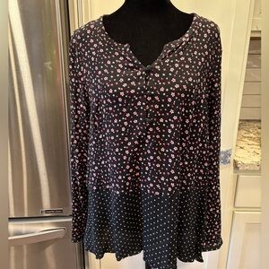 Floral Black and Pink Women's Top